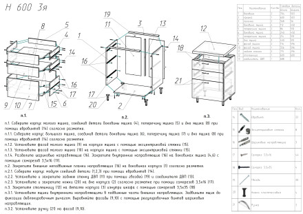 Шкаф нижний 600 3 ящика Лофт     