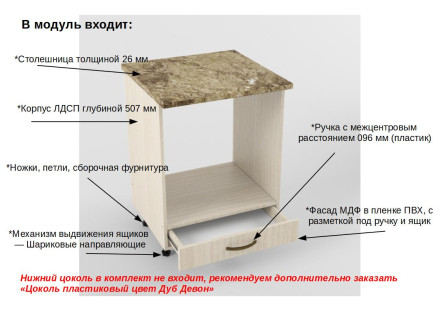 Шкаф нижний 600 плита Грецкий орех   