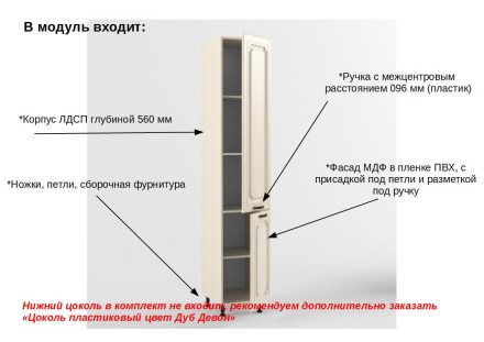 Пенал 2 двери Грецкий орех 